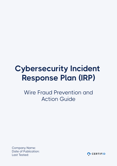 Wire Fraud Incident Response Plan Template Cover